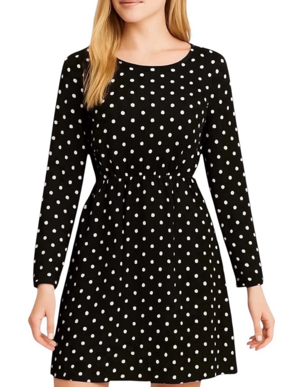 J. Crew Black White Polka Dot Long Sleeve Dress - Size 4